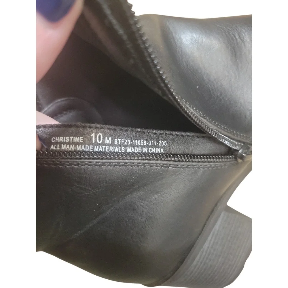 BaretrapsChristine Womens 10M Black Ankle Boots Block Heel Buckle Career‎ Casual